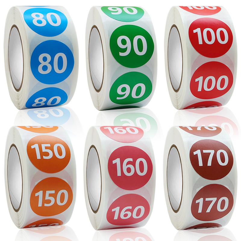 Roll-Packed Children's Clothing Size Label Stickers, Kids' Clothes Adhesive Labels, Number Tags, Clothing Size Number Stickers