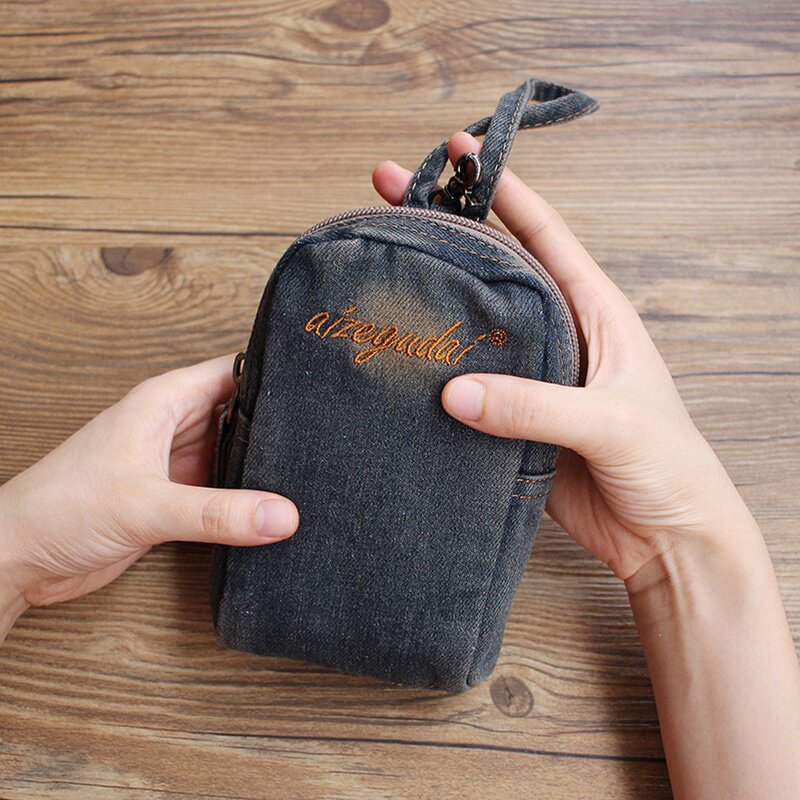 Mobile phone bag female 2020 new Japanese and Korean cute clutch coin purse retro denim small bag casual fashion trend