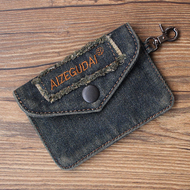 Retro Denim Card Holder for Men and Women, Compact, Ultra-Thin, Simple Coin Purse, Driver's License Mini Envelope Card Bag, Korea
