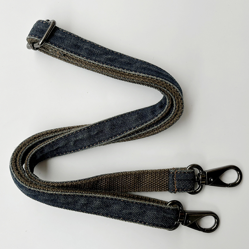 Men's and Women's Denim Bag with Long Shoulder Strap, Single Shoulder Crossbody Strap, Leather Accessories, Vintage Denim Backpack with Thin Straps