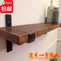 Solid Wood Iron Art Pine Wood Art Upper Wall Equipped Kitchen Wall-mounted Storage Rack Wall Set-top Box Shelf