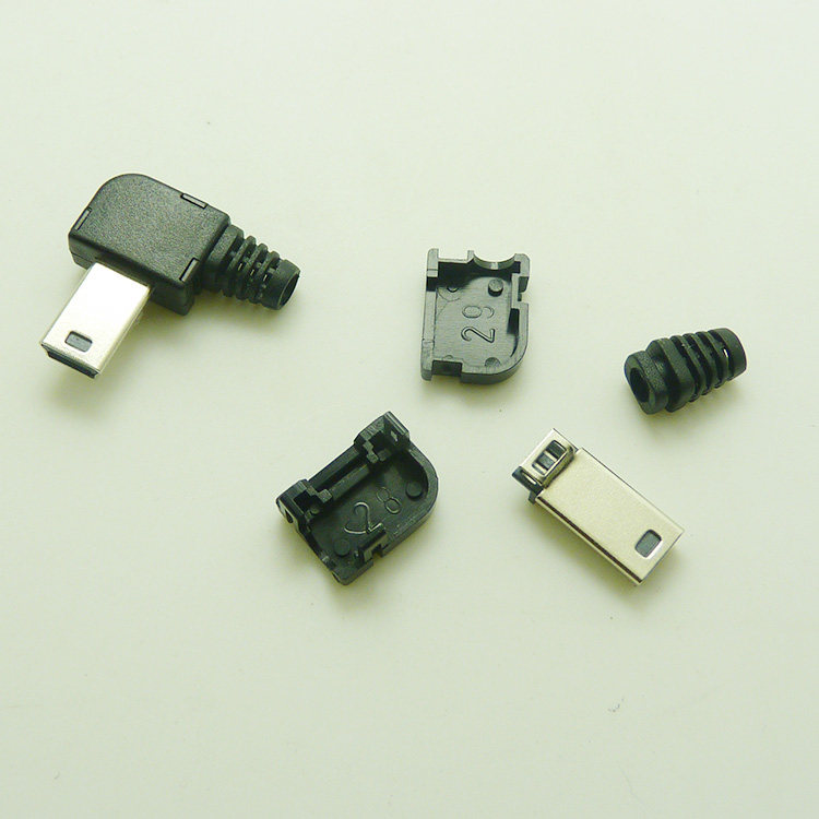 Mni male bending shell USB plug 4P with shell T mouth welding head mini USB male head DIY welding wire type four pieces