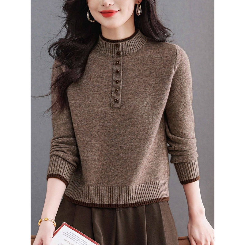 2026 Autumn and Winter Half-Turtleneck Knitted Sweater for Women, Short, Fashionable, Stylish, Slim Fit, Slimming, Inner Layer Base Shirt for Petite Figures 2026 Autumn and Winter Half-Turtleneck Knitted Sweater for Women, Short, Fashionable, Stylish, Slim Fit, Slimming, Inner Layer Base Shirt for Petite Figures