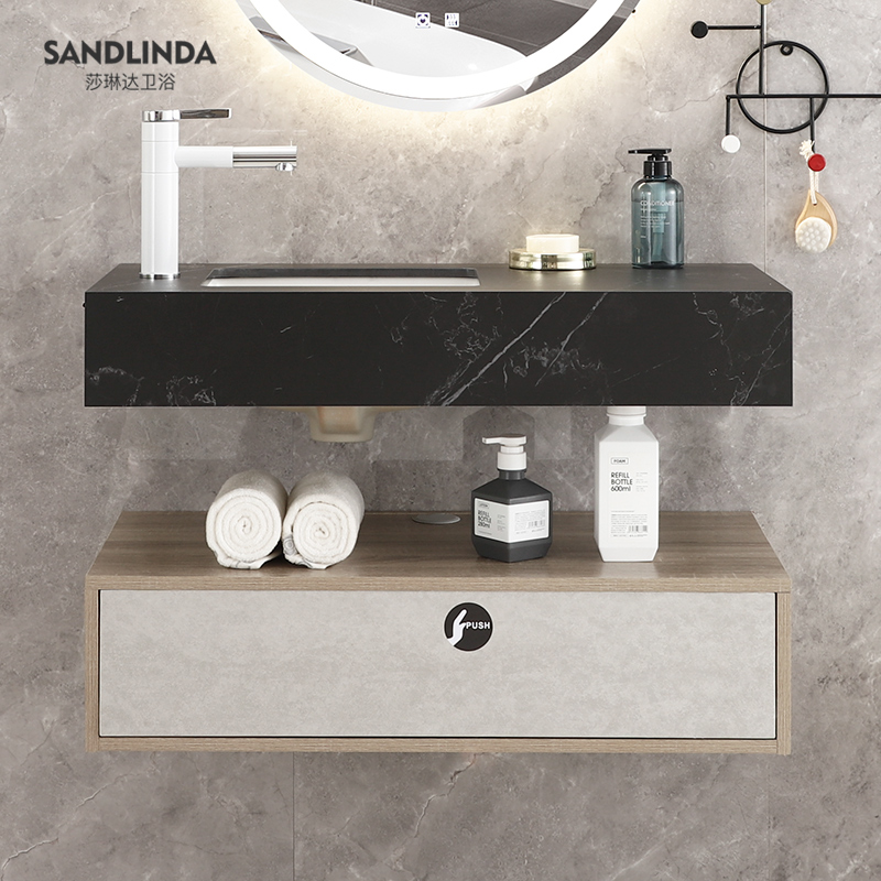 Solid wood wall-mounted drawer base cabinet Bathroom powder room storage cabinet