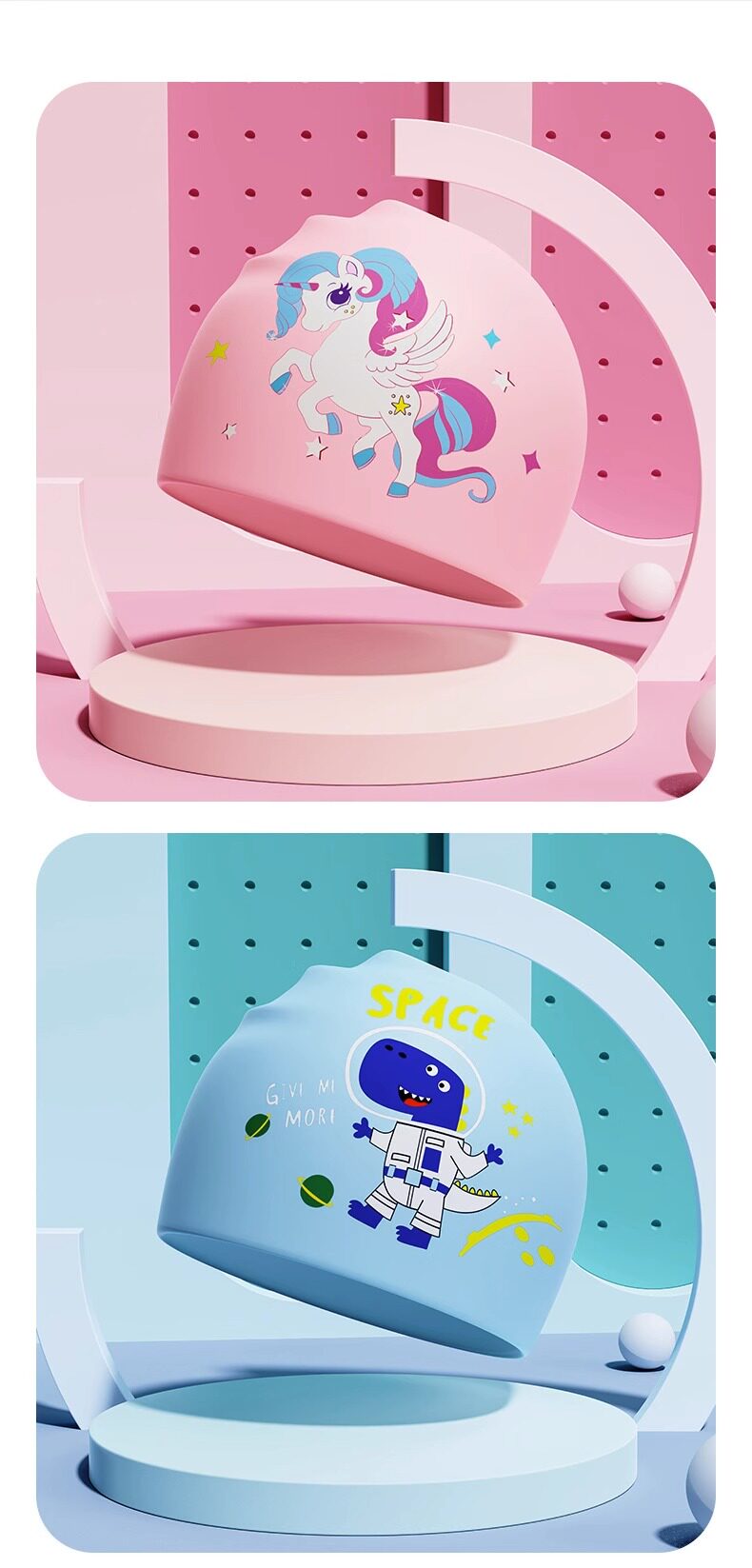 Детская водонепроницаемая полиуретановая плавательная шапочка для плавания подходит для мужчин и женщин, мультяшная шапка 