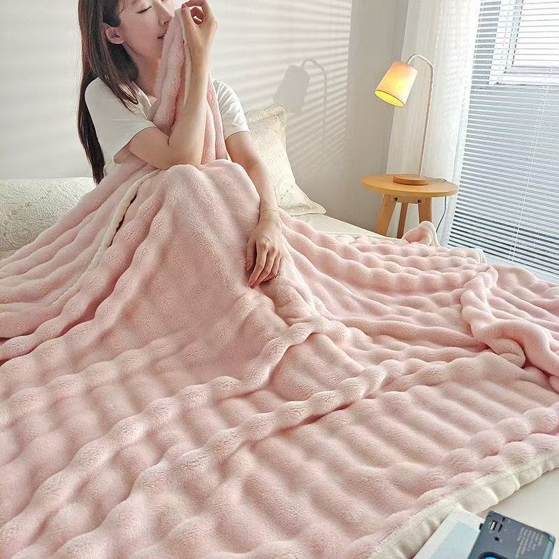 a类兔毛绒毯皮草绒毯沙发盖毯牛奶绒保暖床单空调毯办公室午睡毯