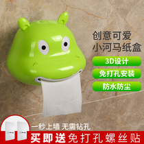 Toilet tissue box Non-punching toilet roll paper holder waterproof creative tissue holder cute roll paper tube household hanging