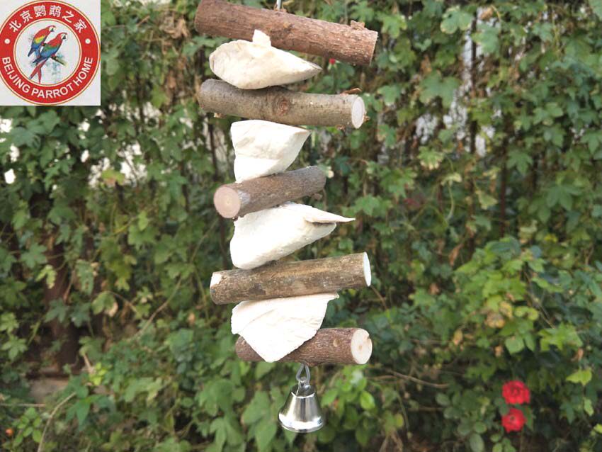 Small And Medium Parrot Ink Fish Bone Toy Parrot Supplies Bird Nibble Grinding Tooth Grinding Mouth Fruit Wood String Bird Cage Pendant Accessories