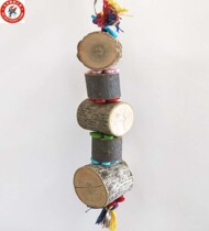 Natural hardwood medium and large parrot gnawing toy string wild mouth grinding solid wood bird cage pendant supplies