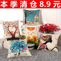 Linen style cushion pillow sofa pillow office square pillow with core long strip pillow backrest waist pillow