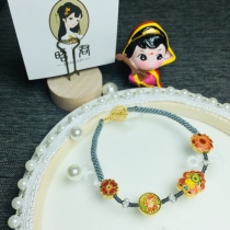 Zhaojun Golden Shop 24K High Temperature Minerals Burn Blue Chisel Engraving 999 Handmade Gold Money Bag Nine Transferred Lotus Hand Rope Customisation