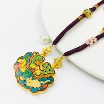 Zhaojun Golden Shop Handmade Gold 999 High Temperature Minerals Burn Blue Cat Lock Complex Flower Speciality Lock Advanced Custom