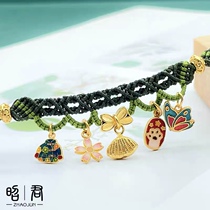 Zhaojun Golden Laid Pearl South Red Burn Blue Chisel Engraving Handmade Gold Foot Gold 999 Handmade by hand and made by hand