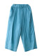 Air conditioning pants multi-color ramie/with lining elastic waist casual pants