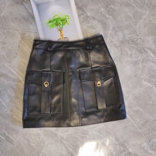 [Jin Jing's Style]Vintage Melard-Style Pocket Design Workwear Leather Skirt 2025 New Versatile Half Skirt