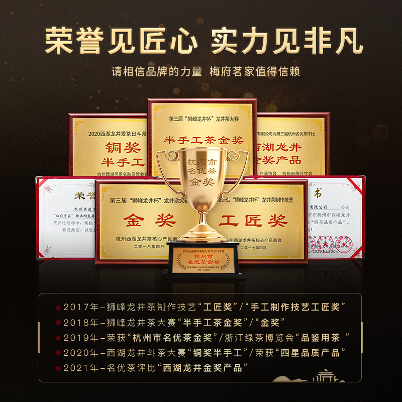 梅府茗家 素年锦时 明前特级龙井茶叶礼盒装 150g  凑单折后￥113包邮 京东￥270