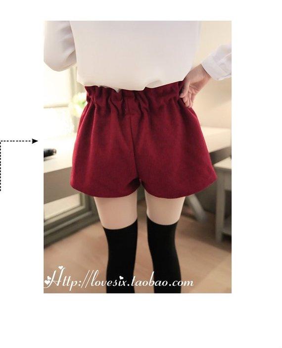 Thu đông 2018 mới của phụ nữ Hàn Quốc thun thun len rộng quần short nữ Slim mỏng là quần len mỏng quần short nữ jean