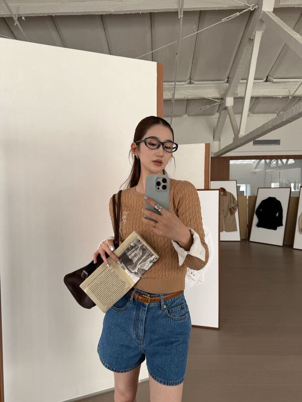 Oni~New Spring Twist-Knit Patchwork Wool Pullover Knitwear 1970