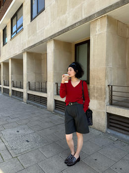 Oni~new wool blended v-neck embroidered knitted sweater for autumn