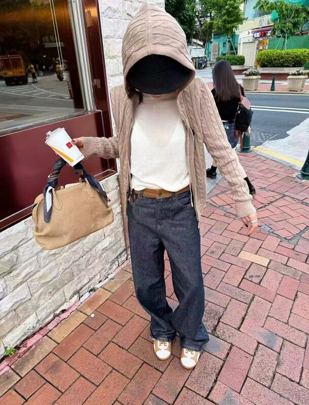 Oni~New Autumn Washable Patchwork Corduroy Straight-Leg Denim Pants 7078