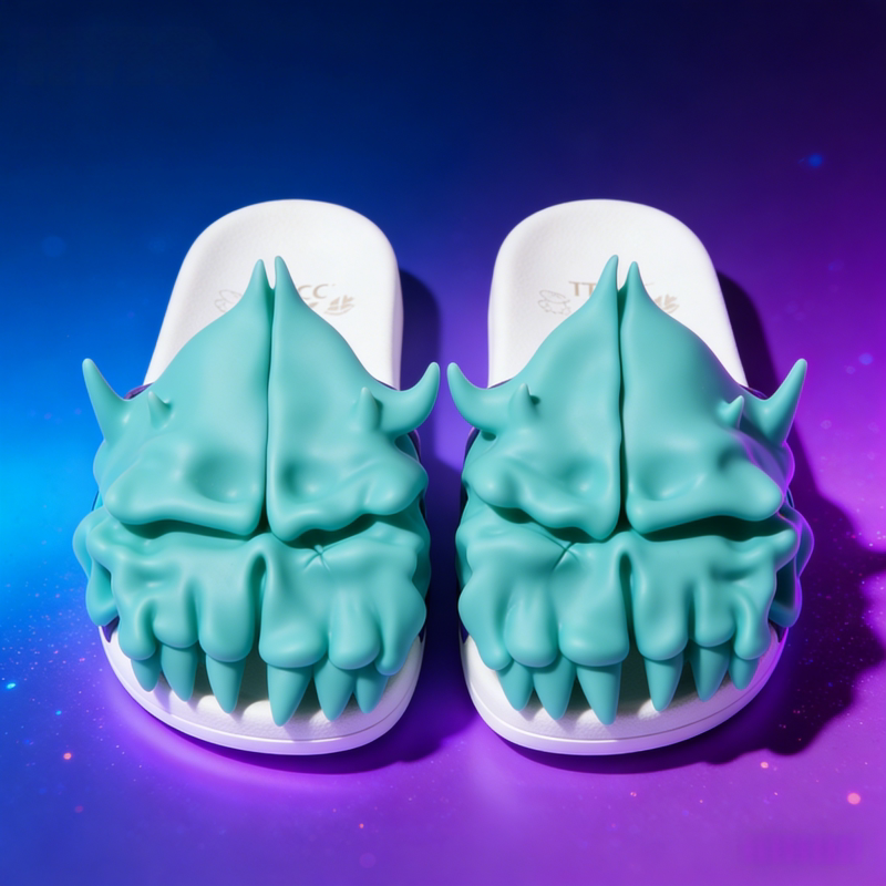 Itcc Monster Head-Shaped Trendy Slippers, Can Be Worn Outside, Street Style, Unisex Couple Style, Non-Slip Soft-Soled Home Slippers