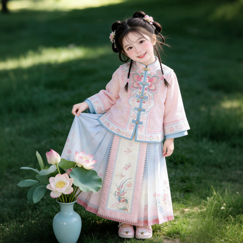 Ming Dynasty-Style Hanfu for Girls, Mamian Skirt Sets, 2026 New Style, Children's Ancient Style Embroidered Tang Suit, Little Girl's Traditional Chinese Costume
