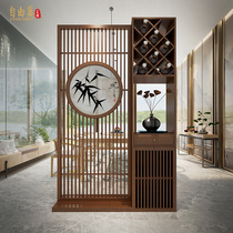 New Chinese screen partition wine rack storage rack living room tea room entrance entrance entrance door integrated cabinet storage partition wall