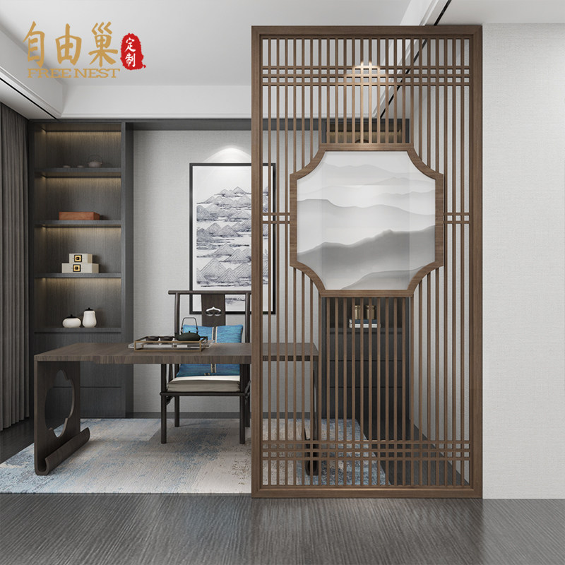 New Chinese Villa Hall Hotel Bathroom Screen Living Room Tea Building Entry Pockout Section Top Tian Leisure Screen