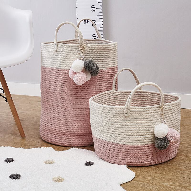 INS Children's Rope Woven Handy Handle Basket Take a Basket for Girls Heart Toys