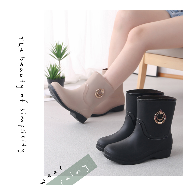 Giày đi mưa nữ thời trang ống ngắn chống trượt dày dưới nước Giày thấp chống nước Giày chống nước chống mòn nhà bếp làm việc giày cao su nữ - Rainshoes ủng nữ đi mưa 