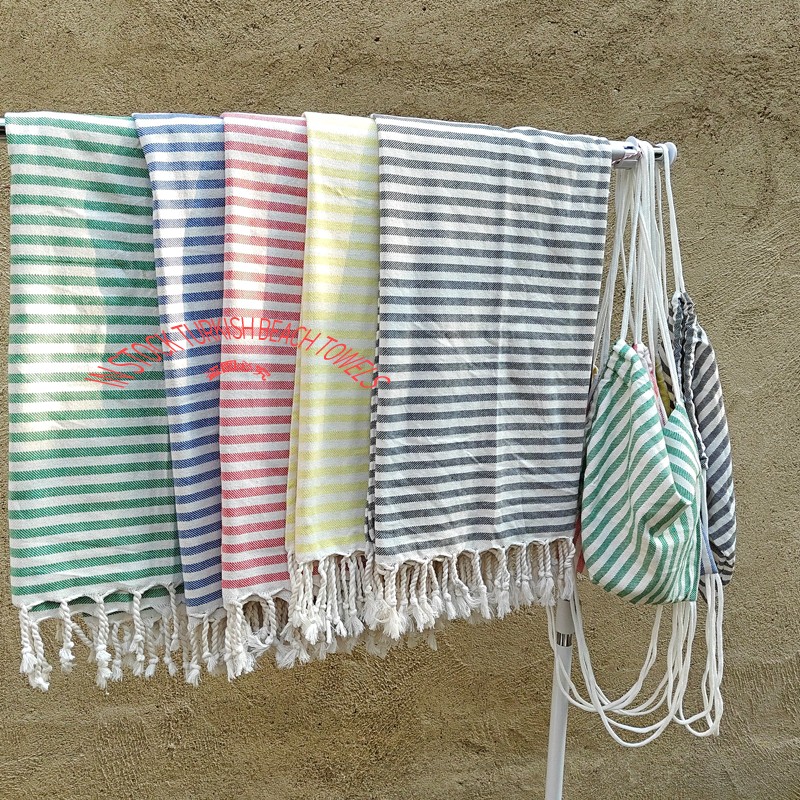 180*100 Beach Blanket Turkish Beach Towel with Bag Quick Dry Stripes