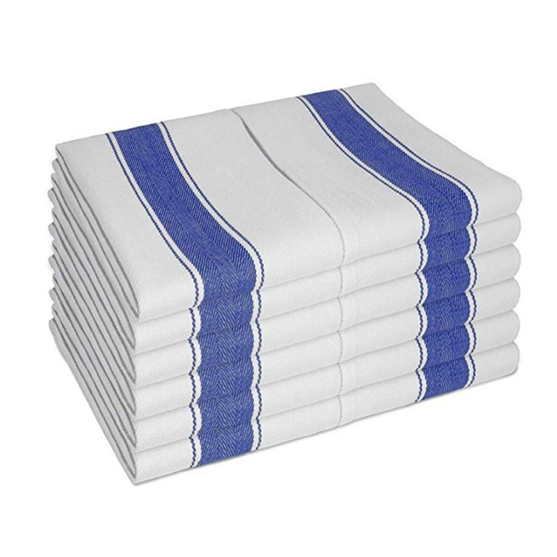 6-Pack Kitchen Towels Bar Glass Cleaning Cloth Kitchen Dish Towel Hand Wiping Cloth Striped Pure Cotton Tea Towel