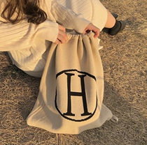 Ins blogger with the same paragraph female handmade cute knitted shoulder shoulder handbag woolen bag lazy shopping bag simple