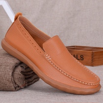 Daily Casual Driving Mens Shoes Soft Face Bull Leather Jacket Foot Comfort Leather Shoes Spring Autumn A foot pedal Bull Fascia Soft Undershoes Men