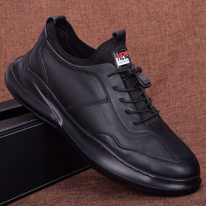 Foreign trade men's shoes 2022 spring leather shoes men's business casual shoes all-match light thick bottom heightened breathable sports shoes men