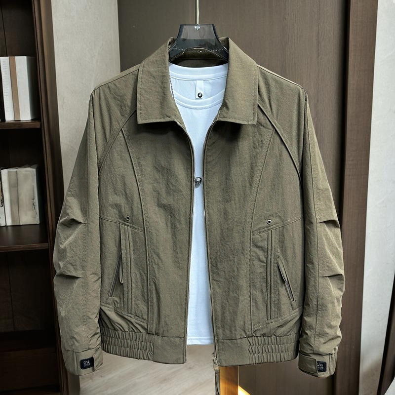 2025 Spring and Autumn New Style Lapel Jacket for Men, Trendy, Simple, Handsome, Versatile, Casual Solid Color Top Coat for Men