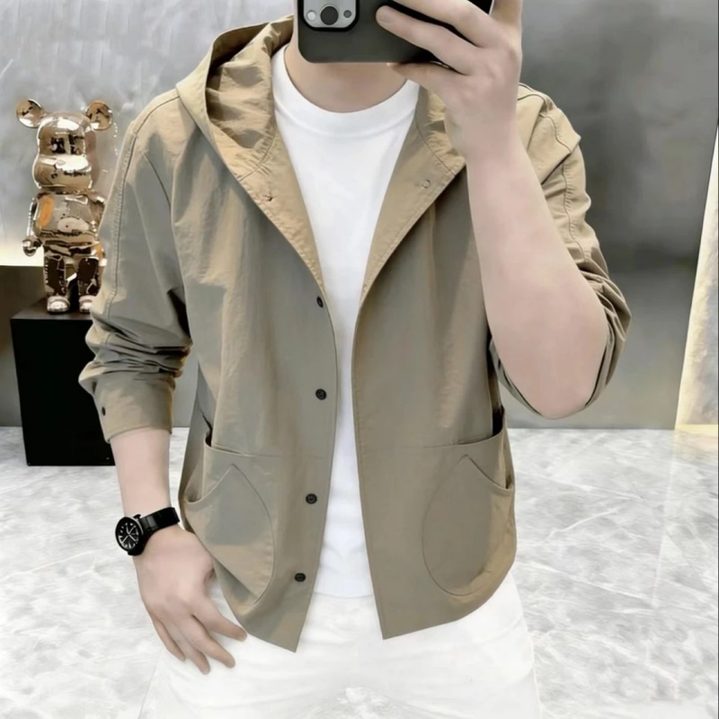 Fashionable Men's Spring & Fall Textured Flap Pocket Pants Design Hooded Shirt Trendy Brand ins Outdoor Casual Loose Top