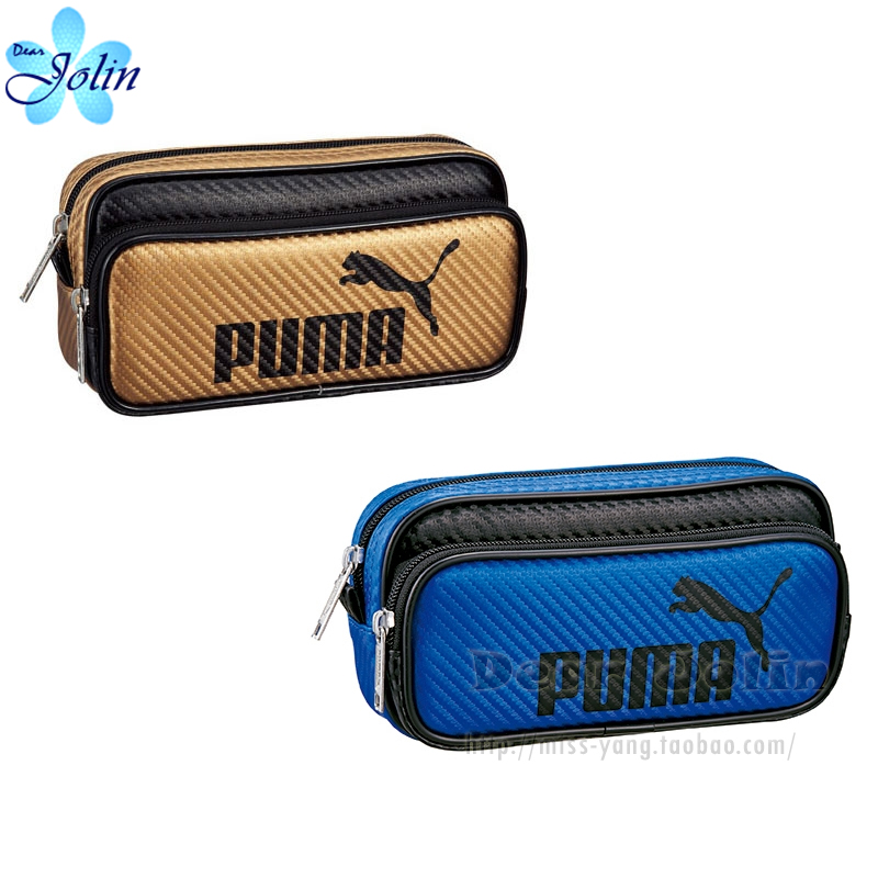 Japan KUTSUWA Puma PUMA cooperation model synthetic leather pencil bag boy student large-capacity stationery bag