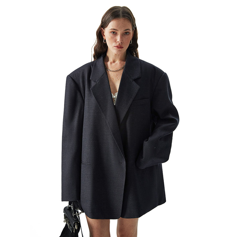 Luobian [Large Oversized Fine Wool] Original Padded Shoulder Suit Loose Jacket Spring New High-End Suit