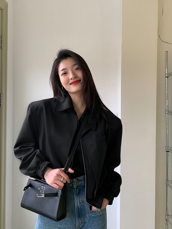 Luobian Unisex Jacket Suit Zipper Coat Autumn and Winter New Loose Versatile Black Vintage Top Luobian Unisex Jacket Suit Zipper Coat Autumn and Winter New Loose Versatile Black Vintage Top