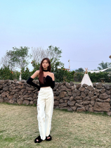 Today on loose high waist straight cylinder casual pants woman 100 lap design sensation artificial fit pants zipped dabby dresses