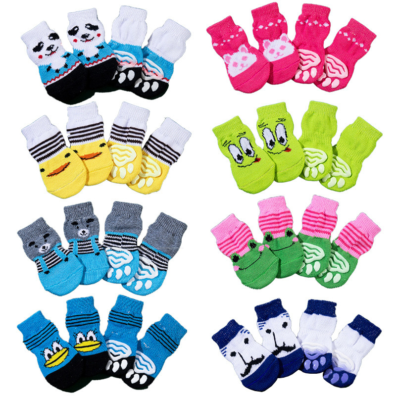 Pet Socks, High-Quality Non-Slip Bottom, Small Dog Socks, Dog Foot Covers, Teddy Dog, Corgi Socks Supplies, 4-Pack