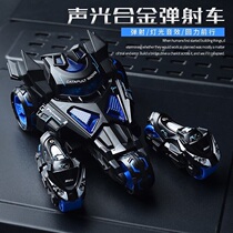 Three-in-one ejection chariot return alloy car with light music cool two-in-one Moto chariot childrens toys