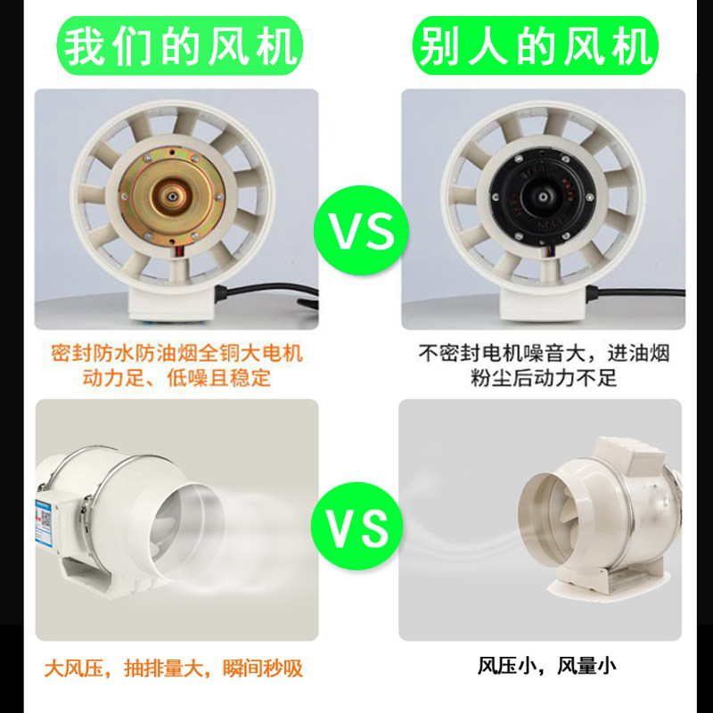 Duct Fan, Household Kitchen Exhaust Fan, Turbocharged Bathroom Powerful Ventilation Exhaust Fan, Exhaust Fan