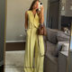 European and American Style Fashion V-Neck Cardigan Vest High-Waisted Wide-Leg Pants Suit V-Neck Top and Pants Suit