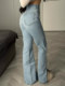 European and American Style Fashion Casual Irregular Waist Design Jeans with Slit Flared Pants Denim Casual Pants