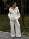 European and American Style New Half-Zip Knitted Lapel Sweater Wide-Leg Pants Set Sweater and Pants Set