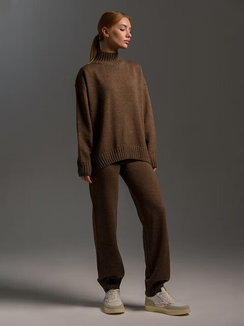 European and American Style New Fashion Casual Loose Knit Sweater and Pants Set