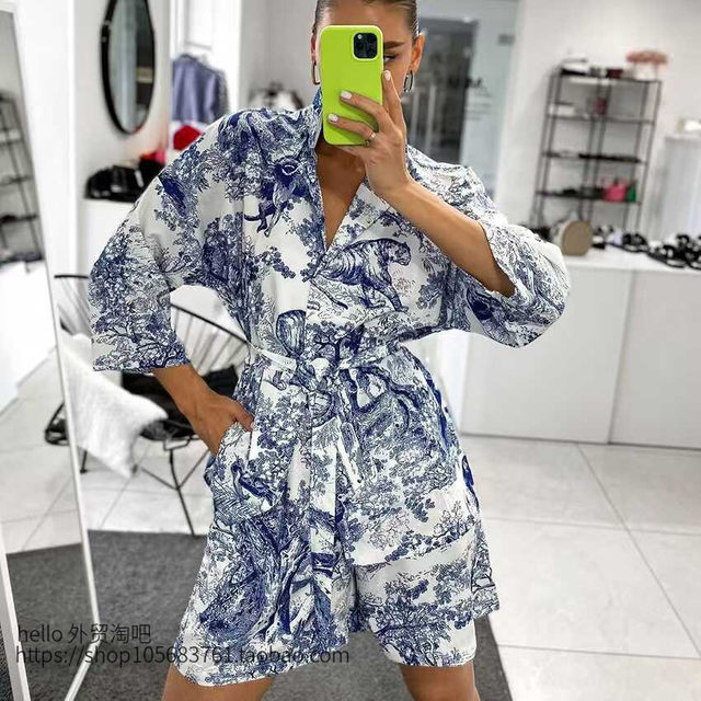 Printed Lace up Top and Shorts Set