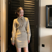 2019 early autumn new collection waist display slim fit nepotism small and fragrant wind skirt temperamental long sleeve swarm with underskirt woman